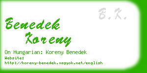 benedek koreny business card